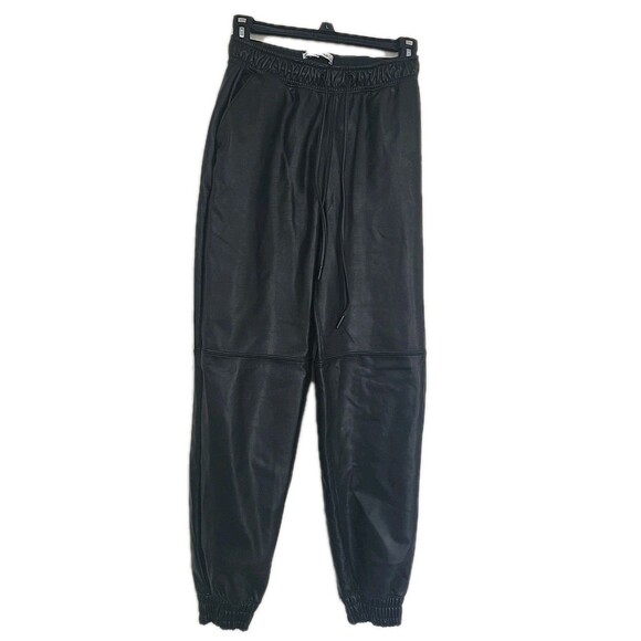 Abercrombie & Fitch Jogger Pant Women XS Black Vegan Leather High Waisted Casual - Picture 3 of 14